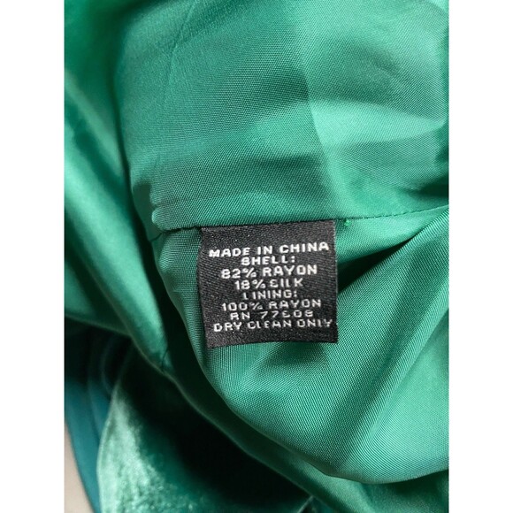 J Peterman Vintage Silk Rayon Velvet Evening Dress Women’s 2 Gown Emerald Green - Picture 12 of 12